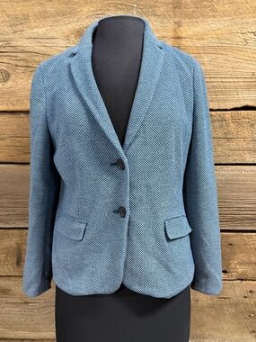 Talbots Textured Blazer, Blue/White, 12P